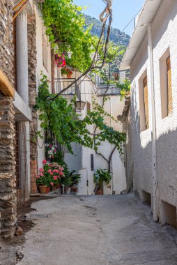 İspanya 'nın Pampaneira köyünün tipik beyaz caddesi