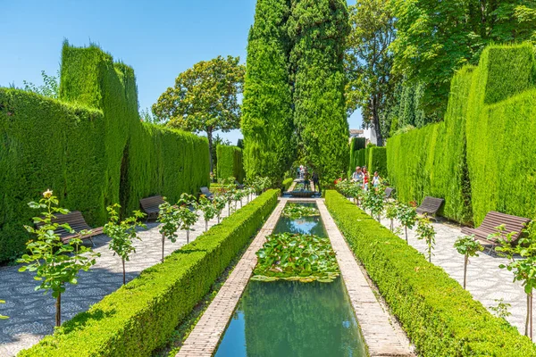 Jardines Bajos Generalife Trädgårdar Granada Spanien — Stockfoto