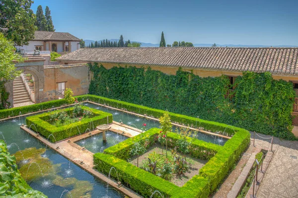 Brunnen Generalife Palast Granada Spanien — Stockfoto