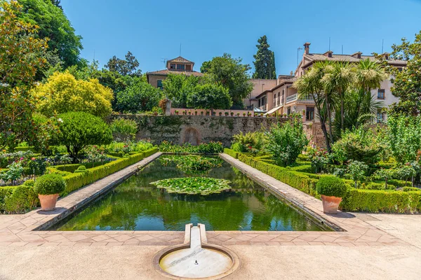 Jardines Del Partal Het Alhambra Paleis Granada Spanje — Stockfoto