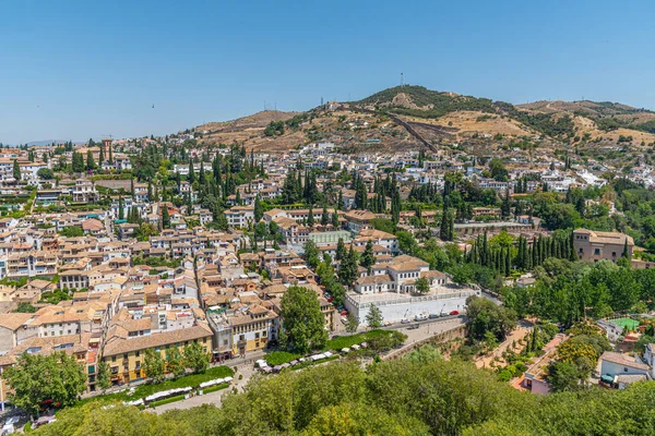 Cerro Del Sacromonte Visto Desde Fortaleza Alhambra Granada España — Foto de Stock