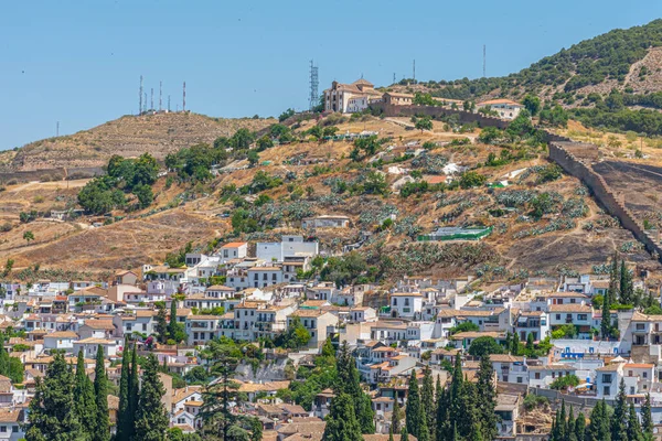 Sacromonte Heuvel Gezien Vanaf Fort Alhambra Granada Spanje — Stockfoto