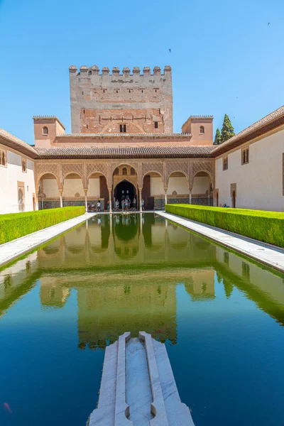 Patio Los Arrayanes All Interno Del Palazzo Nasrid Alhambra Granada — Foto Stock