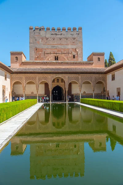 Patio Los Arrayanes All Interno Del Palazzo Nasrid Alhambra Granada — Foto Stock