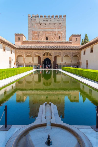 Patio Los Arrayanes All Interno Del Palazzo Nasrid Alhambra Granada — Foto Stock