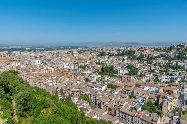 Вид Повітря Район Албайцин Гранаді Фортеці Альгамбра Іспанія — стокове фото
