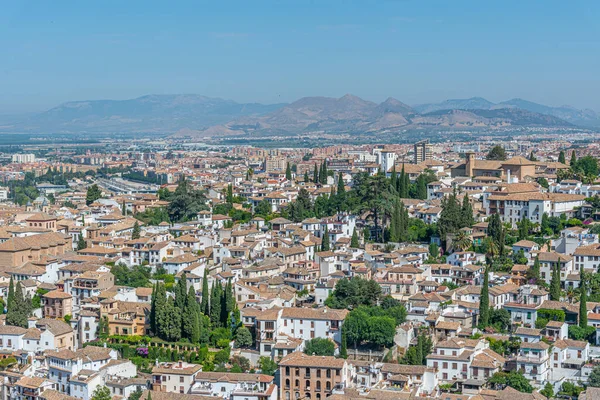 Вид Повітря Район Албайцин Гранаді Фортеці Альгамбра Іспанія — стокове фото