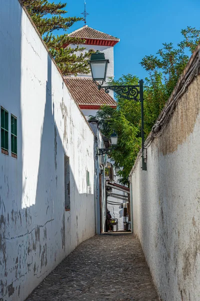 Calle Estrecha Barrio Del Albaicín Granada España — Foto de Stock