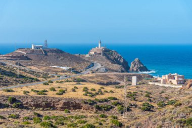 İspanya 'daki Cabo de Gata' daki deniz feneri.
