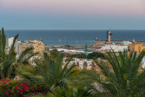 Coucher Soleil Sur Ville Espagnole Almeria — Photo