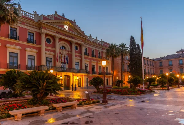 Zonsopgang Uitzicht Het Stadhuis Murcia Spanje — Stockfoto