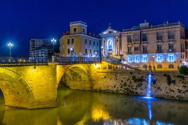 Puente Los Peligros Visto Durante Noche Murcia España — Foto de Stock