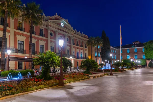 Nachtzicht Het Stadhuis Murcia Spanje — Stockfoto