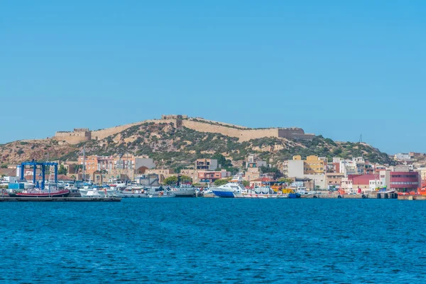 Cerro Los Moros Bekeken Achter Haven Cartagena Spanje — Stockfoto