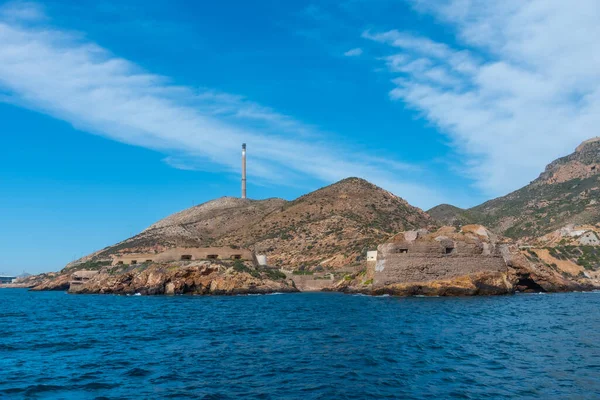 Militär Batteriskyddande Ingång Till Hamnen Cartagena Spanien — Stockfoto