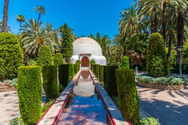 İspanya, Elche 'deki El Palmeral belediye parkının içinde beyaz kubbe