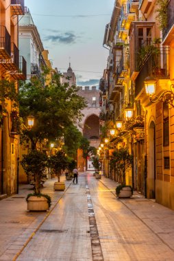 İspanya Valencia 'daki Palau de la Generalitat' ın gündoğumu manzarası