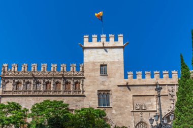 Lonja de la Seda 'nın iç avlusu, Valencia, İspanya' da eski ipek borsası.