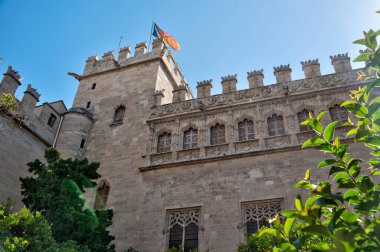 Lonja de la Seda 'nın iç avlusu, Valencia, İspanya' da eski ipek borsası.