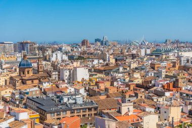İspanya katedralinin çan kulesinden Valencia 'nın hava manzarası.
