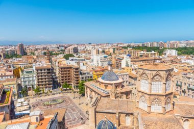 Valencia, İspanya 'daki Plaza de la Virgen' in havadan görünüşü