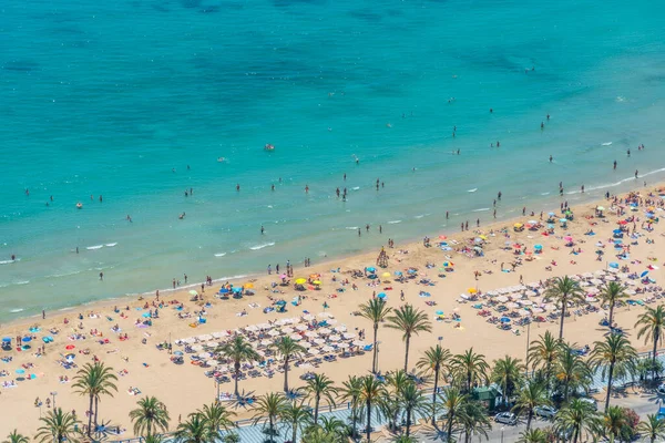 Vista Aérea Praia Postiguet Alicante Espanha — Fotografia de Stock