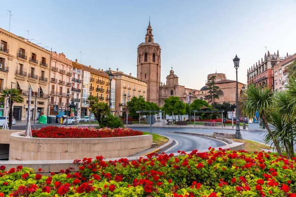 Kathedraal Van Valencia Vanaf Plaza Reina Spanje — Stockfoto
