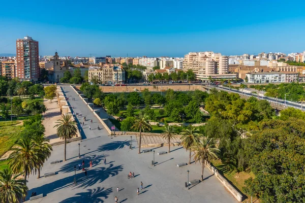 Vista Aérea Del Puente Serranos Valencia España — Foto de Stock