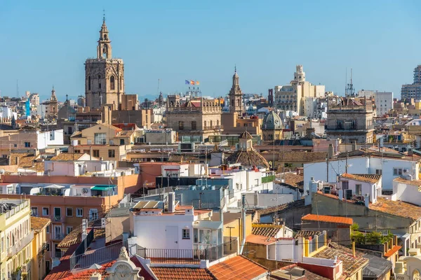 Letecký Pohled Valencii Katedrálou Palau Generalitat Španělsko — Stock fotografie