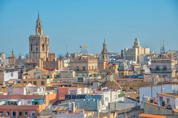 Luchtfoto Van Valencia Met Kathedraal Het Palau Generalitat Spanje — Stockfoto