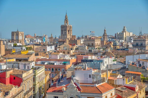 Vista Aérea Valência Com Catedral Palau Generalitat Espanha — Fotografia de Stock