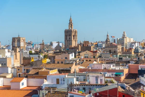 Luchtfoto Van Valencia Met Kathedraal Het Palau Generalitat Spanje — Stockfoto