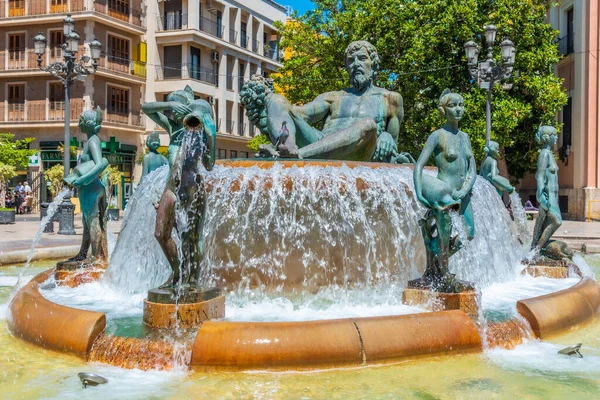 Fuente Del Turia Fountain Plaza Virgen Valencia Ισπανία — Φωτογραφία Αρχείου