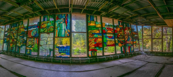 Glass Mosaic Riverside Cafe Ukrainian Town Pripya — Stock Photo, Image
