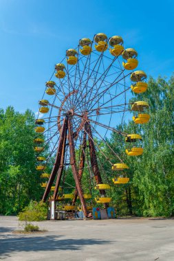 Ukrayna 'daki Pripyat lunaparkında dönme dolap.