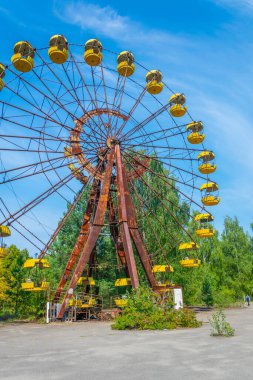 Ukrayna 'daki Pripyat lunaparkında dönme dolap.