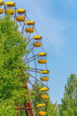 Ukrayna 'daki Pripyat lunaparkında dönme dolap.