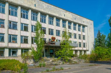 Desolated governmental building in the Ukrainian town Pripyat clipart