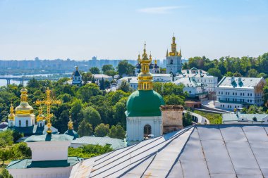 Kiev, Ukrayna 'daki Kiev Pechersk Lavra' nın hava manzarası