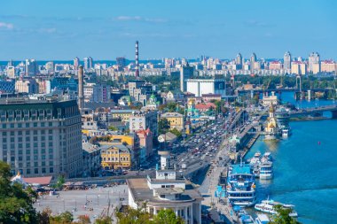Ukrayna, Kyiv 'deki Dinyeper nehir manzarası