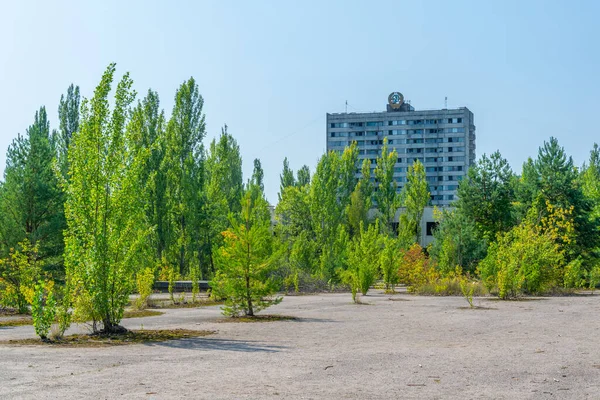 Hauptplatz Der Ukrainischen Stadt Pripjat Die Nach Der Tschernobyl Katastrophe — Stockfoto