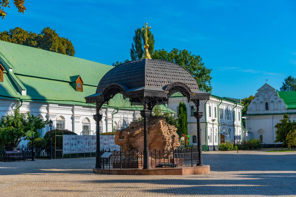 Sacred rock inside of the upper complex of Kiev Pechersk lavra in Kiev, Ukraine