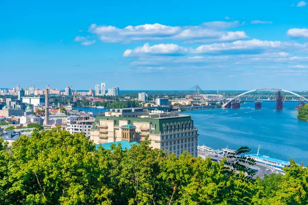 Flygfoto Över Podil Från Volodymyr Hill Kiev Ukraina — Stockfoto