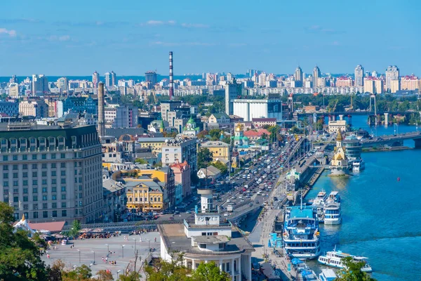 Vista Aérea Orilla Del Río Dniéper Kiev Ucrania — Foto de Stock