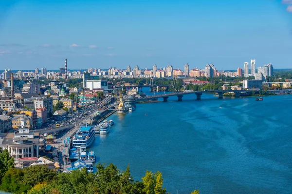 Vista Aérea Orilla Del Río Dniéper Kiev Ucrania — Foto de Stock