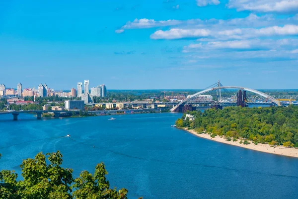 Vista Aérea Orilla Del Río Dniéper Kiev Ucrania — Foto de Stock