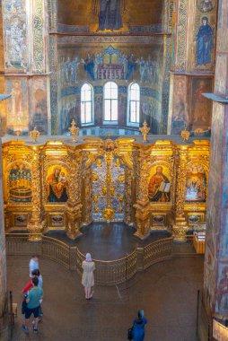 KYIV, UKRAINE, 31 AĞUSTOS 2019: Ukrayna 'nın Kyiv kentindeki Aziz Sophia katedralinin içi