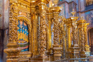 KYIV, UKRAINE, 31 AĞUSTOS 2019: Ukrayna 'nın Kyiv kentindeki Aziz Sophia katedralinin içi