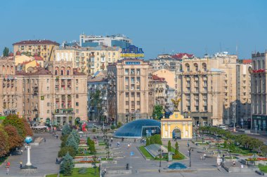 KYIV, UKRAINE, 31 AĞUSTOS 2019: Ukrayna 'nın Kyiv kentindeki bağımsızlık meydanı