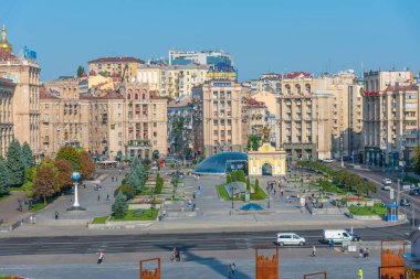 KYIV, UKRAINE, 31 AĞUSTOS 2019: Ukrayna 'nın Kyiv kentindeki bağımsızlık meydanı